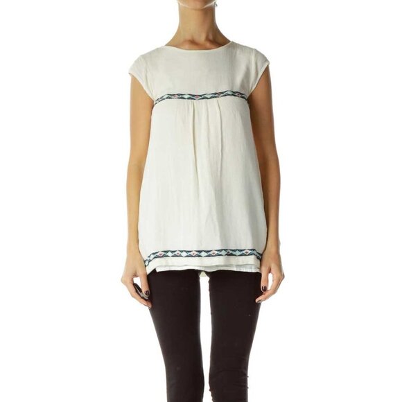 Lucky Brand Tops - Lucky Brand Cream Embroidered Tank